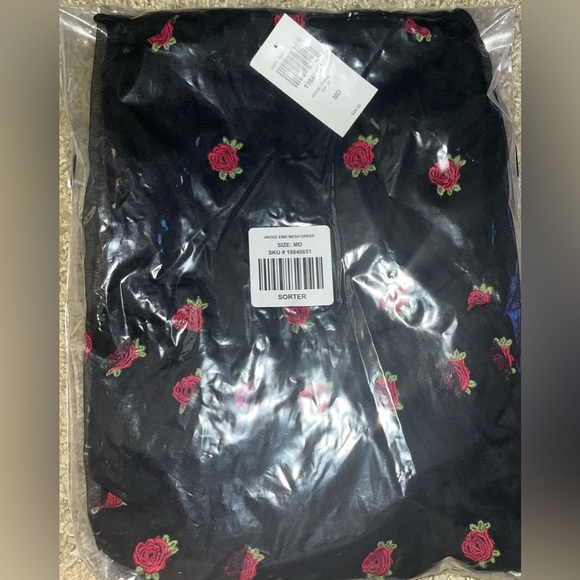 Hot Topic- Cosmic Aura Embroidered Rose Mesh Mini Dress - Picture 7 of 8